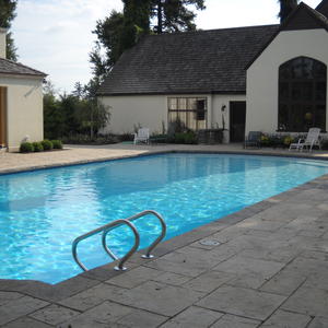 Total Inground Pool Renovation: Pebble plaster, Spa conversion to sunshelf, New tile