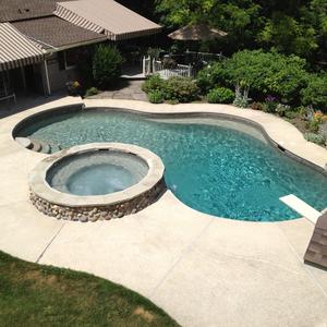 Pebble Finish, New Stone Face Spa, Tile & Bench Renovation